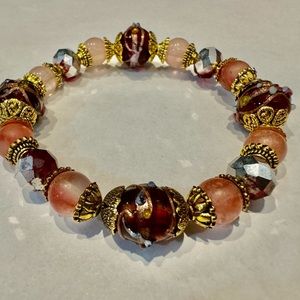 Beautiful lampwork glass beaded stretchy bracelet